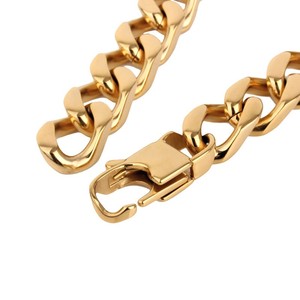 Oro del Cadena del encintado del acero inoxidable de la pulsera de identificación de vínculo cubana pulsera del motorista - Product Image 4