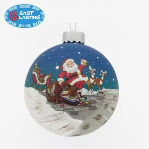 100mm Christmas ball with LED light, Xmas tree ornament with mini inner 3D scene glass round ball