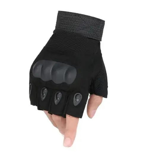 ถุงมือครึ่งนิ้วแบบยุทธวิธีถุงมือคาร์บอนสำหรับต่อสู้เพนท์บอล