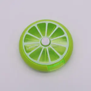 Cute Round Waterproof Custom Pill Pouch, Green Orange Pill Box with Small Opening