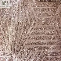 Nanyee 3MM Ouro Rosa Padrão Geo Têxteis Tecido Do Traje de Lantejoulas