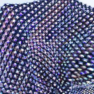 Mesh Fabric Trimming Stretch <strong>Elastic</strong> Hotfix <strong>Crystal</strong> Glass Rhinestone Net Mesh <strong>Trim</strong> for Shoe Garment Accessories - Product Image 2