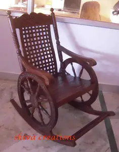 كرسي هزاز خشبي منحوت بنمط عصري وعتيق لغرفة المعيشة وأثاث المنزل