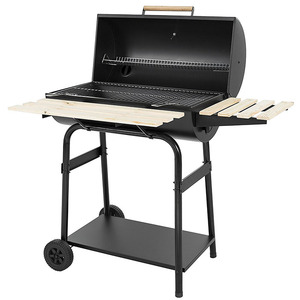 Black Steel Trolley Charcoal <strong>BBQ</strong> <strong>Grill</strong> with Remote Control Adjustable Height &amp; Oil <strong>Drum</strong> Design - Product Image 2