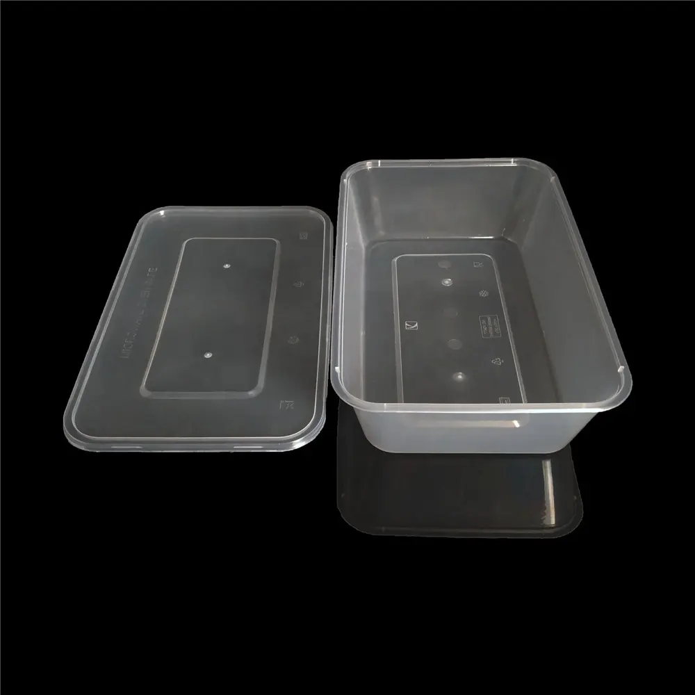 2000ml rectangular plastic container food delivery box PP plastic food container with lid takeaway food storage box