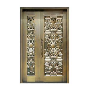 Porte d'entrée antique et bronze, design de porte d'entrée, en cuivre véritable à 100%, anti-balles, porte avant double - Product Image 6