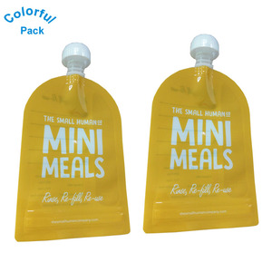 Muestra Gratuita de Bolsa Reutilizable Personalizada para Alimentos para Bebés con Boquilla, Sellado Térmico de Plástico PET y Aluminio y Asa con Válvula para Jugos y Leche - Product Image 5