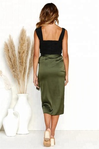 <strong>Women</strong> Green Asymmetric Wrap <strong>Midi</strong> <strong>Skirt</strong> 2019 - Product Image 3