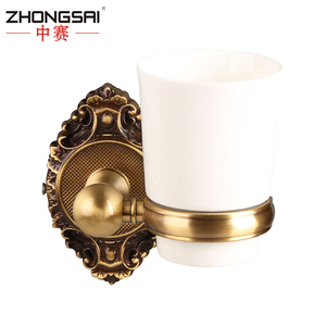 Real lavabo latón antiguo baño sola pared taza vaso - Product Image 1