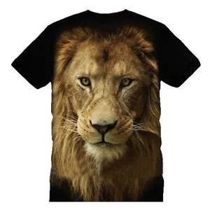 Camiseta de manga corta con estampado de animales en 3D para hombre, Camiseta de algodón 100%, diseño personalizado, impresión por sublimación, de Fábrica Real