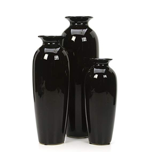 Grand <span class=keywords><strong>Vase</strong></span> à fleurs en céramique de grande taille, vernis et décoration d'intérieur, finition <span class=keywords><strong>noir</strong></span> mat - Product Image 3