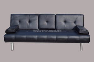 Modern Design Leather Cup Holder <strong>Sofa</strong> <strong>Bed</strong> Unique Wooden <strong>Frame</strong> With Synthetic Leather Upholstery Foldable Feature for Living Room - Product Image 3