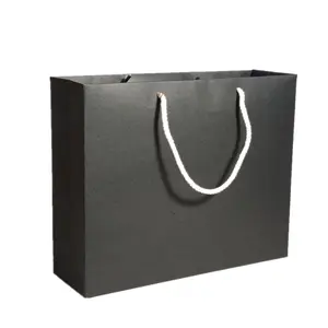 fashion high quality black paperboard gift bags shopping paper carry bags