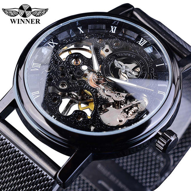 Mens Fancy Watch WINNER Mechanical Watch with Mesh Band