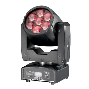 Mini feixe de iluminação para dj, 7x12w, rgbw, led, com zoom, lavagem de led