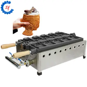 Boca aberta coreano bolo taiyaki peixe waffle criador ice cream máquina gas & electric aquecimento