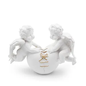 New product white resin couple child love small angel decor cherub figurine