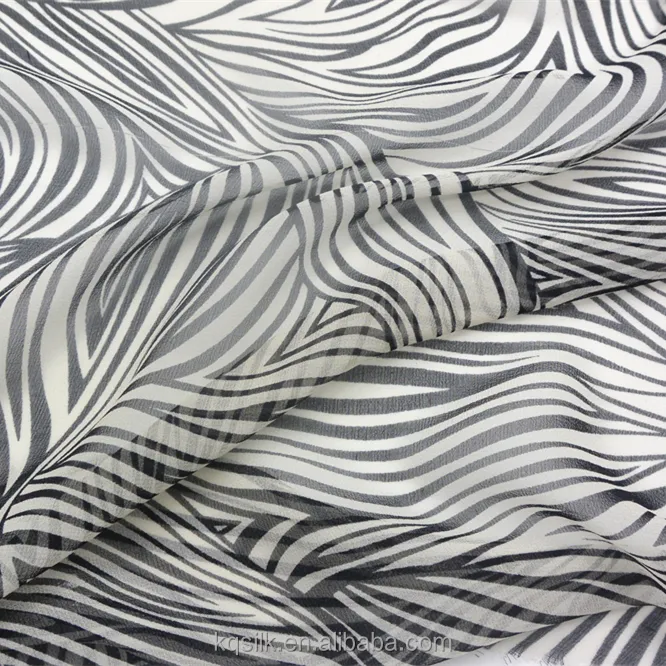 Zebra printed silk georgette fabric, chiffon georgette silk fabric