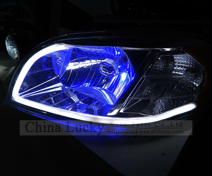 2 unids 12 v del coche LED luz de tira flexible de luz corriente diurna del ojo del ángel de línea de 60 CM DRL de luz