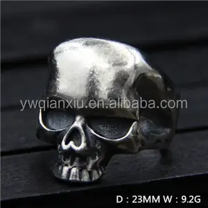 Anillo de Plata de Ley 925 con diseño de calavera gótica para hombre, sortija, oro de 18 quilates