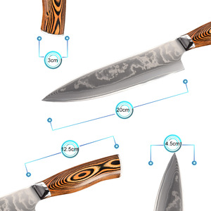 Cuchillos <span class=keywords><strong>de</strong></span> Carnicero Chinos <span class=keywords><strong>Damasco</strong></span> VG10, Cuchillo <span class=keywords><strong>de</strong></span> Chef con Mango <span class=keywords><strong>de</strong></span> Madera Pakka - Product Image 6