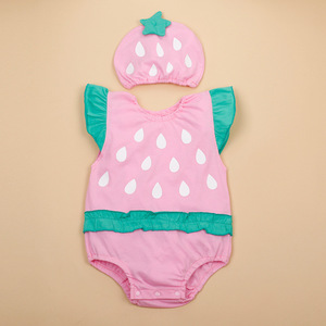 moda de los animales y frutas bebé mameluco 2 unidades mono con casquillo del verano del bebé 100% del mameluco del algodón - Product Image 6