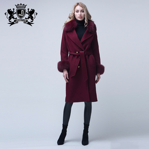 Nuovi Cappotti in Lana Double Face per Donne, <span class=keywords><strong>Cappotto</strong></span> in <span class=keywords><strong>Cashmere</strong></span> con Collo in Pelliccia di Volpe Staccabile - Product Image 1