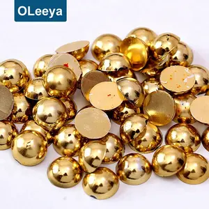 Gold Color Half Round Resin Pearls 2-12mm And Mixed Sizes
