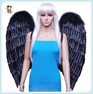 Costume da festa per adulti fatto a mano grandi <span class=keywords><strong>ali</strong></span> d'<span class=keywords><strong>angelo</strong></span> in piuma nera HPC-0856 - Product Image 3