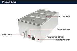 Baño María Eléctrico Portátil de Acero Inoxidable de Grado Comercial BM150-<span class=keywords><strong>3B</strong></span>, 1200W GN1/3x3, Ideal para Hoteles y Restaurantes - Product Image 2