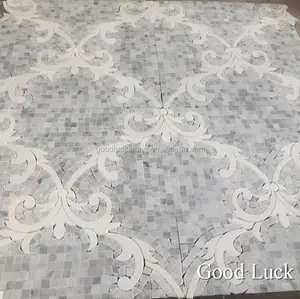 Arte de mosaico carara mármore artesanal telha mosaico de waterjet