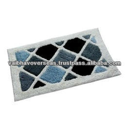 Alfombrillas de baño de algodón Jacquard Diamond, alfombrilla antideslizante de patrón sólido para baño/baño, peso ligero, 3 uds. MOQ - Product Image 3