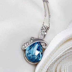 Collier pendentif en cristal Teemi Jinse Marque de luxe Hot Conception Plaqué Bleu Water Drop - Product Image 4