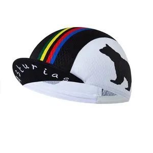 Groothandel OEM ademend fiets hoed, hoge kwaliteit sublimatie gedrukt coolmax custom cycling cap