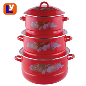 Ensemble de 3 casseroles <span class=keywords><strong>en</strong></span> émail avec cuiseur vapeur - Product Image 1