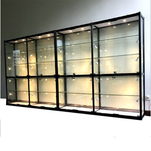 Giá rẻ Giá cửa hàng bán lẻ sơn móng tay kính hiển thị tủ đen khung nhôm với LED chiếu sáng ổ khóa thân thiện với môi thiết kế - Product Image 1