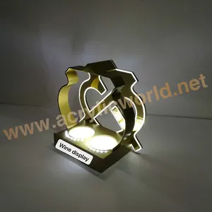 ผู้ผลิตผลิตภัณฑ์ใหม่ที่กําหนดเองอะคริลิ LED ขวด Glorifier จอแสดงผลไฟ LED ชั้นวางไวน์ขวดไวน์อะคริลิสําหรับจอแสดงผลเคาน์เตอร์แสดงไวน์ - Product Image 1