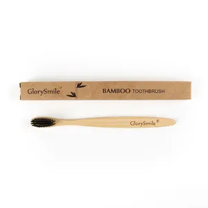 Personalizar logotipo suave adulto 100% Natural fibra de carbón de bambú cepillo de dientes