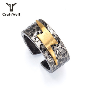 Craft Wolf <strong>Fashion</strong> <strong>Jewellery</strong> 316L Stainless Steel Flashing Lightning Ring - Product Image 3
