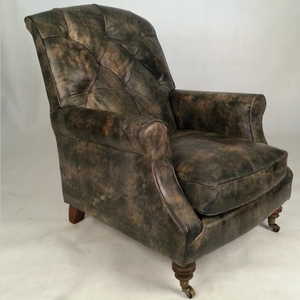 Rétro traditionnel <span class=keywords><strong>anglais</strong></span> Chesterfield canapé chaise en cuir vieilli - Product Image 2