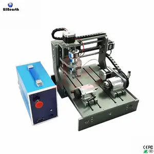 CNC router 2030 port paralel 4 axis 300 W DC spindle mini cnc mesin ukiran