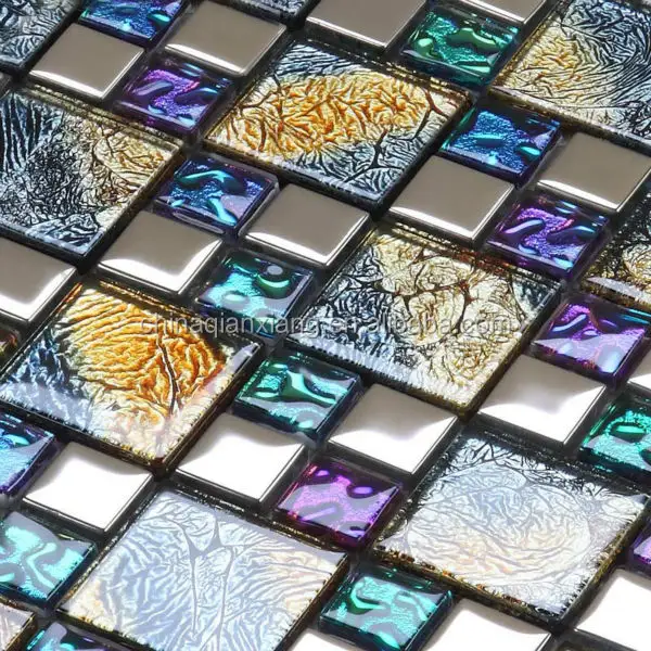 Ubin Mosaik Kaca Cermin Backsplash, Ubin Dekoratif Kristal Dinding