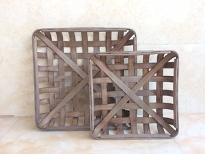 Quadratisches Rustikales Südstaaten-Farmhaus-Dekor Set aus Zwei Tabakkörben - Product Image 3