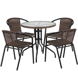 Hot Metal Pool Patio Bistro Balcony Patio <strong>Dining</strong> Set PE Wicker <strong>Rattan</strong> <strong>Table</strong> Set Garden Outdoor <strong>Chair</strong> - Product Image 4