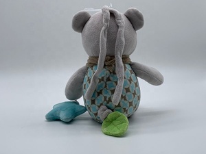 Carino morbido <span class=keywords><strong>peluche</strong></span> orsacchiotto <span class=keywords><strong>grigio</strong></span> con carillon e sonaglio lavato in cotone PP ripieno per compleanni - Product Image 4