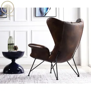 Hot Koop Lounge Stoel Lederen Geel Accent Stoel Italiaanse Fauteuil