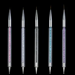 5 kích thước Nail Art Nằm Rải Rác Cọ Rhinestone 2 Cách UV Gel Tranh Công Cụ Làm Móng Tay Nylon Sơn Móng Tay Vẽ Brush Set