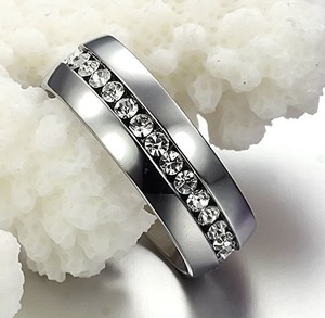 Nhẫn Ý Nghĩa Bằng Thép Không Gỉ Tùy Chỉnh Nhẫn Bạc Trơn Bằng Thép Không Gỉ Cho Nam Đính Kim Cương - Product Image 3