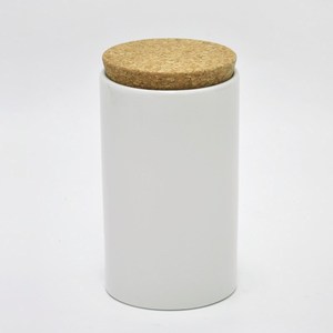 Frasco de azúcar de almacenamiento de alimentos ecológico de cerámica blanca de pato dolomita con cubierta de corcho - Product Image 3