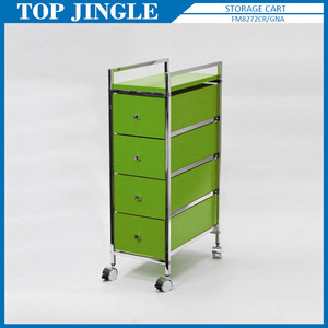 Organisateur de bureau à tiroirs étroits à 4 niveaux avec tube métallique carré Chariot à 4 roues en forme de rectangle - Product Image 5